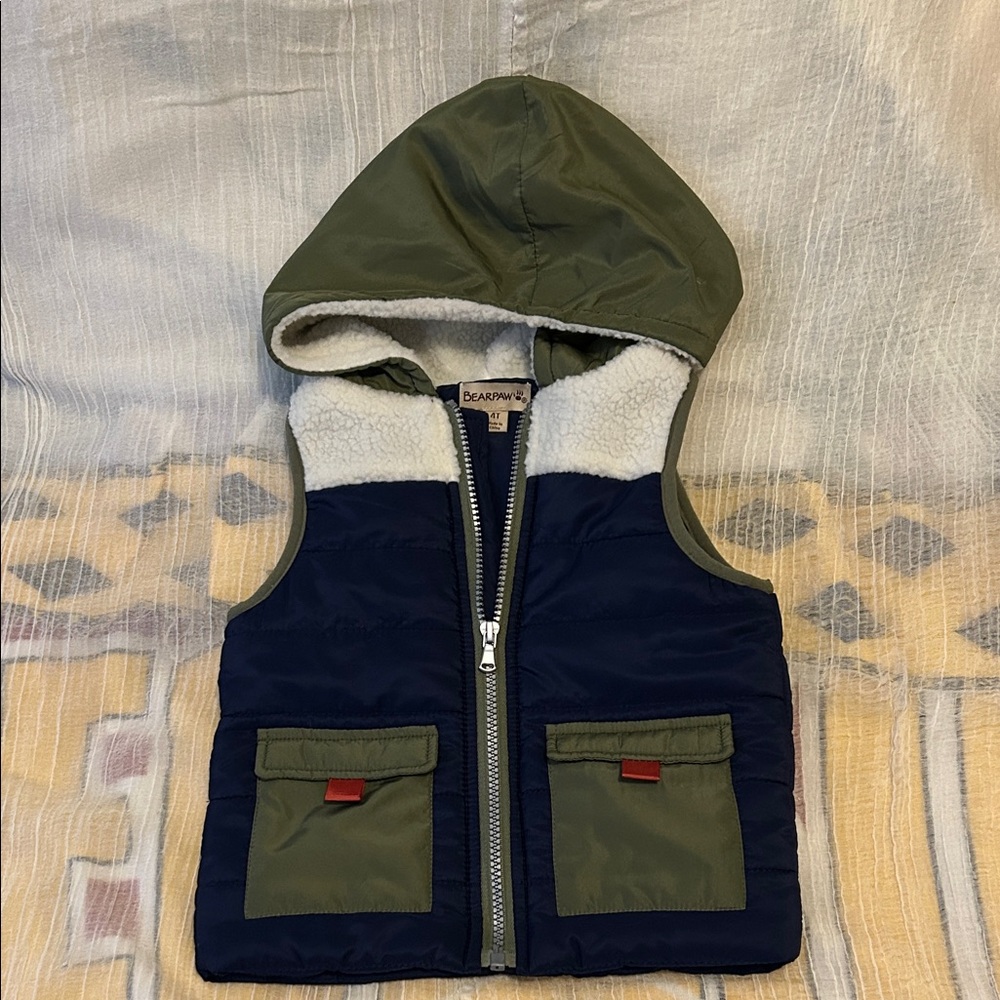 BearPaw Olive and Navy Hooded Vest